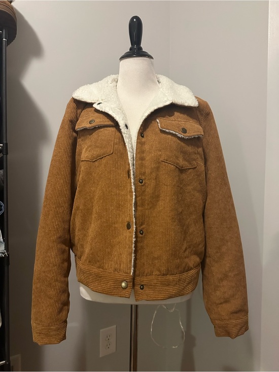 Emery Rose Jackets & Blazers - Emery Rose Brown Corduroy Sherpa Lined Jacket – Size Large